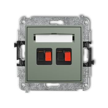 Mechanizm gniazda głośnikowego podwójnego Karlik seria ICON 61IGG-2 kolor szałwiowy