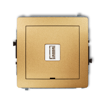 Mechanizm ładowarki USB pojedynczej USB A, 10W max., 5V, 2A, bez pola opisowego Karlik seria DECO 29DCUSBBO-3 kolor złoty