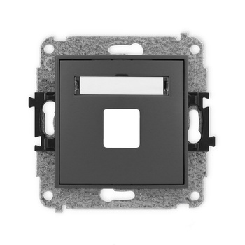 Mechanizm gniazda multimedialnego pojedynczego bez modułu standard Keystone Karlik seria ICON 28IGM-1P kolor grafitowy mat