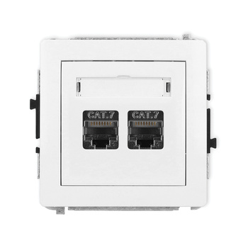 Mechanizm gniazda komputerowego podwójnego 2xRJ45, kat. 7, ekranowany, 8-stykowy Karlik seria DECO DGK-10 kolor biały