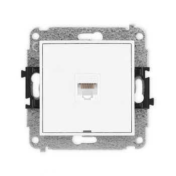 Mechanizm gniazda komputerowego pojedynczego 1xRJ45, kat. 5e, 8-stykowy, bez pola opisowego Karlik seria ICON 25IGKBO-1 kolor biały mat