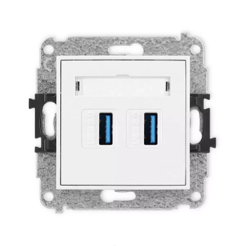 Mechanizm gniazda podwójnego 2xUSB A-A 3.0 Karlik seria ICON 25IGUSB-6 kolor biały mat