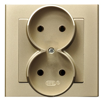 Gniazdo podwójne kompletne z ramką seria SONATA kolor Szampański złoty symbol GP-2R/39