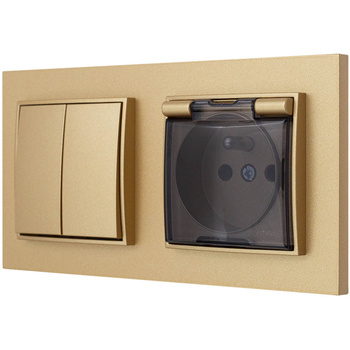 Włącznik z gniazdkiem hermetycznym kolor złoty 18