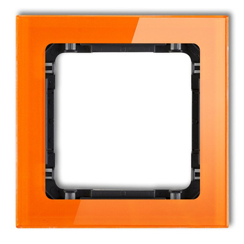 Ramka uniwersalna pojedyncza - efekt szkła ramka: pomarańczowa; spód: czarny Karlik seria DECO 13-12-DRS-1 kolor pomarańczowy