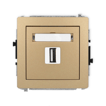 Mechanizm gniazda pojedynczego USB A-A 2.0 Karlik seria DECO 8DGUSB-1 kolor złoty metalik