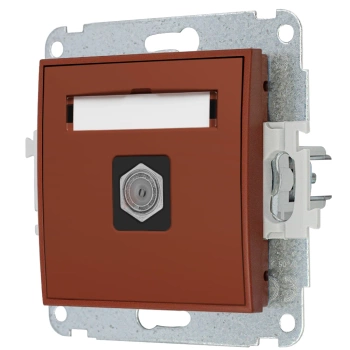 Mechanizm gniazda antenowego pojedynczego typu F SAT niklowany Karlik seria MINI 63MGF-1 kolor terakota