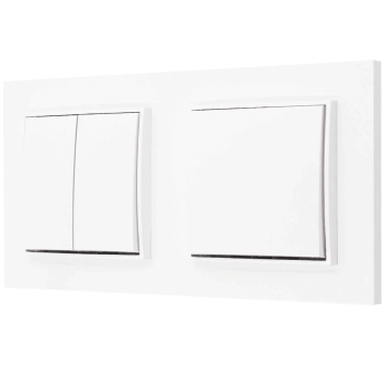 Dwa włączniki pojedynczy i podwójny z ramką prostą seria MINI kolor biały mat