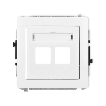 Mechanizm gniazda multimedialnego podwójnego bez modułu standard Keystone Karlik seria DECO 25DGM-2P kolor biały mat