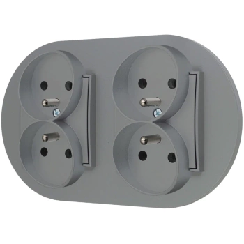 Dwa gniazda podwójne z ramką okrągłą seria MINI kolor szary mat
