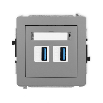 Mechanizm gniazda podwójnego 2xUSB A-A 3.0 Karlik seria DECO 27DGUSB-6 kolor szary mat