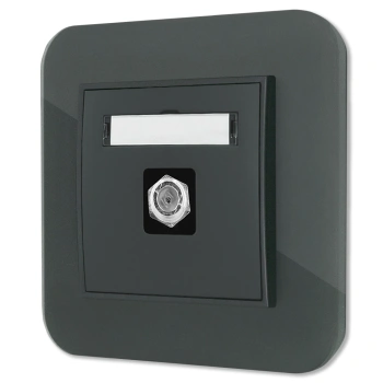 Gniazdo antenowe 1x z ramką zaokrągloną efekt szkła seria ICON kolor grafitowy mat