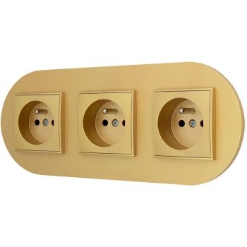 Trzy gniazda pojedyncze z ramką okrągłą seria MINI kolor złoty