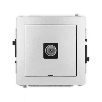 Mechanizm gniazda antenowego pojedynczego TV, bez pola opisowego Karlik seria DECO 7DGTVBO-1 kolor srebrny metalik