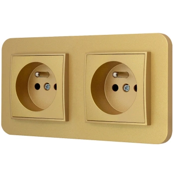 Dwa gniazda pojedyncze z ramką zaokrągloną seria MINI kolor złoty