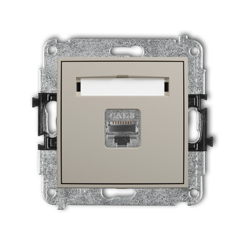 Mechanizm gniazda komputerowego pojedynczego 1xRJ45, kat. 8, ekranowany, 8-stykowy Karlik seria MINI 60MGK-11 kolor taupe