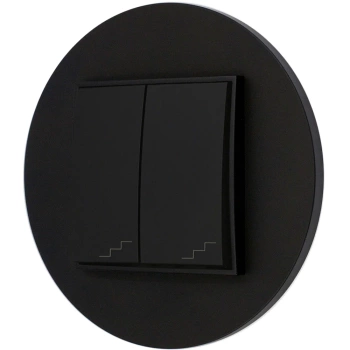 Włącznik schodowy podwójny z ramką okrągłą seria MINI kolor czarny mat