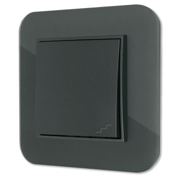 Włącznik schodowy z ramką zaokrągloną efekt szkła seria ICON kolor grafitowy mat