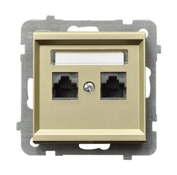 Gniazdo komputerowe podwójne, kat. 5e MMC seria SONATA kolor Szampański złoty symbol GPK-2R/K/m/39