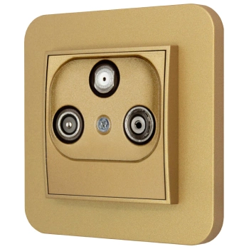 Gniazdo rtv-sat z ramką zaokrągloną seria MINI kolor złoty