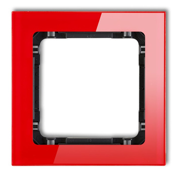Ramka uniwersalna pojedyncza - efekt szkła ramka: czerwona; spód: czarny Karlik seria DECO 17-12-DRS-1 kolor czerwony