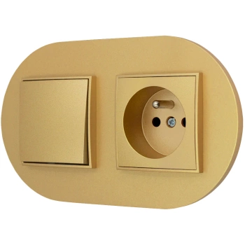 Włącznik pojedynczy z gniazdem pojedynczym z ramką okrągłą seria MINI kolor złoty