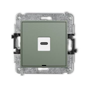 Mechanizm gniazda pojedynczego 1xUSB C-C, bez pola opisowego Karlik seria ICON 61IGUSBBO-7 kolor szałwiowy
