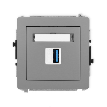 Mechanizm gniazda pojedynczego USB A-A 3.0 Karlik seria DECO 27DGUSB-5 kolor szary mat