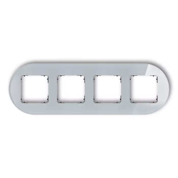 Ramka uniwersalna poczwórna okrągła - efekt szkła ramka: szara; spód: czarny Karlik seria ICON 15-12-IRSO-4 kolor szary