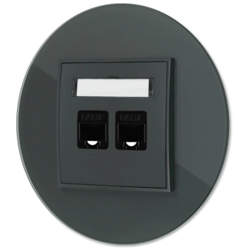 Gniazdo internetowe rj45 2x z ramką okrągłą efekt szkła seria ICON kolor grafitowy mat