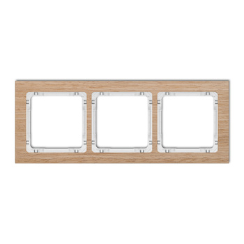 Ramka uniwersalna potrójna - efekt drewna ramka dąb; spód biały Karlik seria DECO DRD-3I kolor efekt dębu