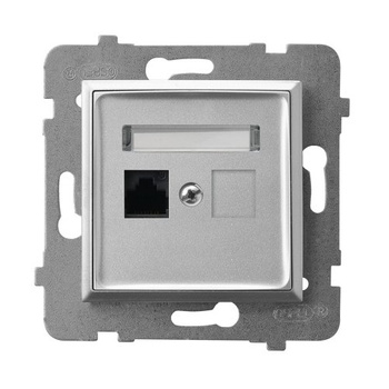 Gniazdo komputerowe pojedyncze, kat. 5e MMC seria ARIA kolor Srebro symbol GPK-1U/K/m/18