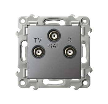 Gniazdo RTV-SAT końcowe seria SZAFIR kolor Szary mat symbol GPA-ZS/m/70