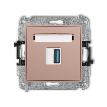 Mechanizm gniazda pojedynczego USB A-A 3.0 Karlik seria MINI 62MGUSB-5 kolor łososiowy
