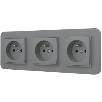 Trzy gniazda pojedyncze z ramką zaokrągloną seria MINI kolor szary mat