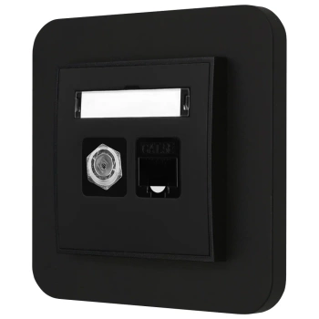 Gniazdo rj45/antenowe z ramką zaokrągloną seria MINI kolor czarny