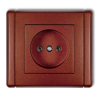 Gniazdo pojedyncze bez uziemienia 2P bez przesłon torów prądowych Karlik seria FLEXI 9FGP-1 kolor brązowy metalik
