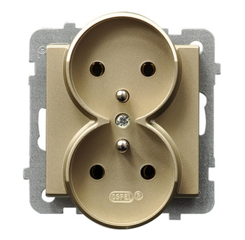 Gniazdo podwójne z uziemieniem moduł bez ramki seria SONATA kolor Szampański złoty symbol GP-2RRZ/m/39