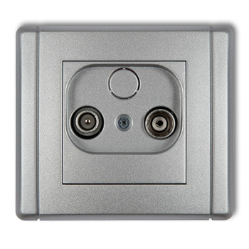 Gniazdo abonenckie RTV przelotowe 15dB Karlik seria FLEXI 7FG15P kolor srebrny metalik