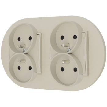 Dwa gniazda podwójne z ramką okrągłą seria MINI kolor taupe