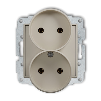Mechanizm gniazda podwójnego do ramki bez uziemienia 2x2P bez przesłon torów prądowych Karlik seria ICON 60IGPR-2 kolor taupe