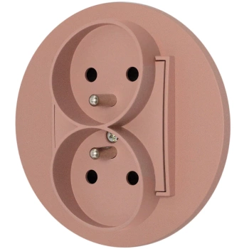 Gniazdo podwójne z ramką okrągłą seria MINI kolor łososiowy