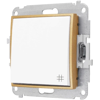 Włącznik krzyżowy bez ramki seria MINI kolor biały mat/złoty