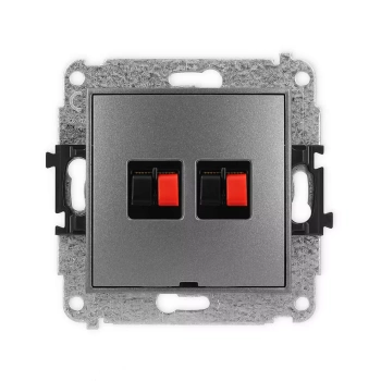 Mechanizm gniazda głośnikowego podwójnego, bez pola opisowego Karlik seria ICON 11IGGBO-2 kolor grafitowy