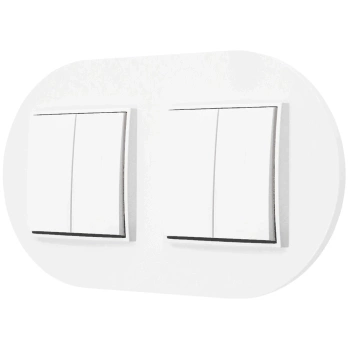 Dwa włączniki podwójne z ramką okrągłą seria MINI kolor biały mat