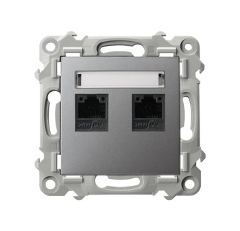 Gniazdo komputerowe podwójne, kat. 5e MMC seria SZAFIR kolor Szary mat symbol GPK-2Z/K/m/70