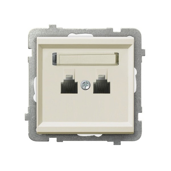 Gniazdo telefoniczne podwójne równoległe seria SONATA kolor Ecru symbol GPT-2RR/m/27