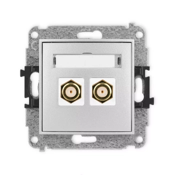 Mechanizm gniazda antenowego podwójnego typu F SAT pozłacany Karlik seria ICON 7IGF-2.1 kolor srebrny metalik