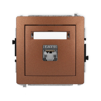 Mechanizm gniazda komputerowego pojedynczego 1xRJ45, kat. 6, ekranowany, 8-stykowy Karlik seria DECO 9DGK-5 kolor brązowy metalik