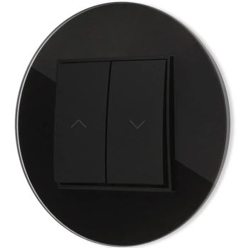 Włącznik roletowy zwierny z ramką okrągłą efekt szkła seria ICON kolor czarny